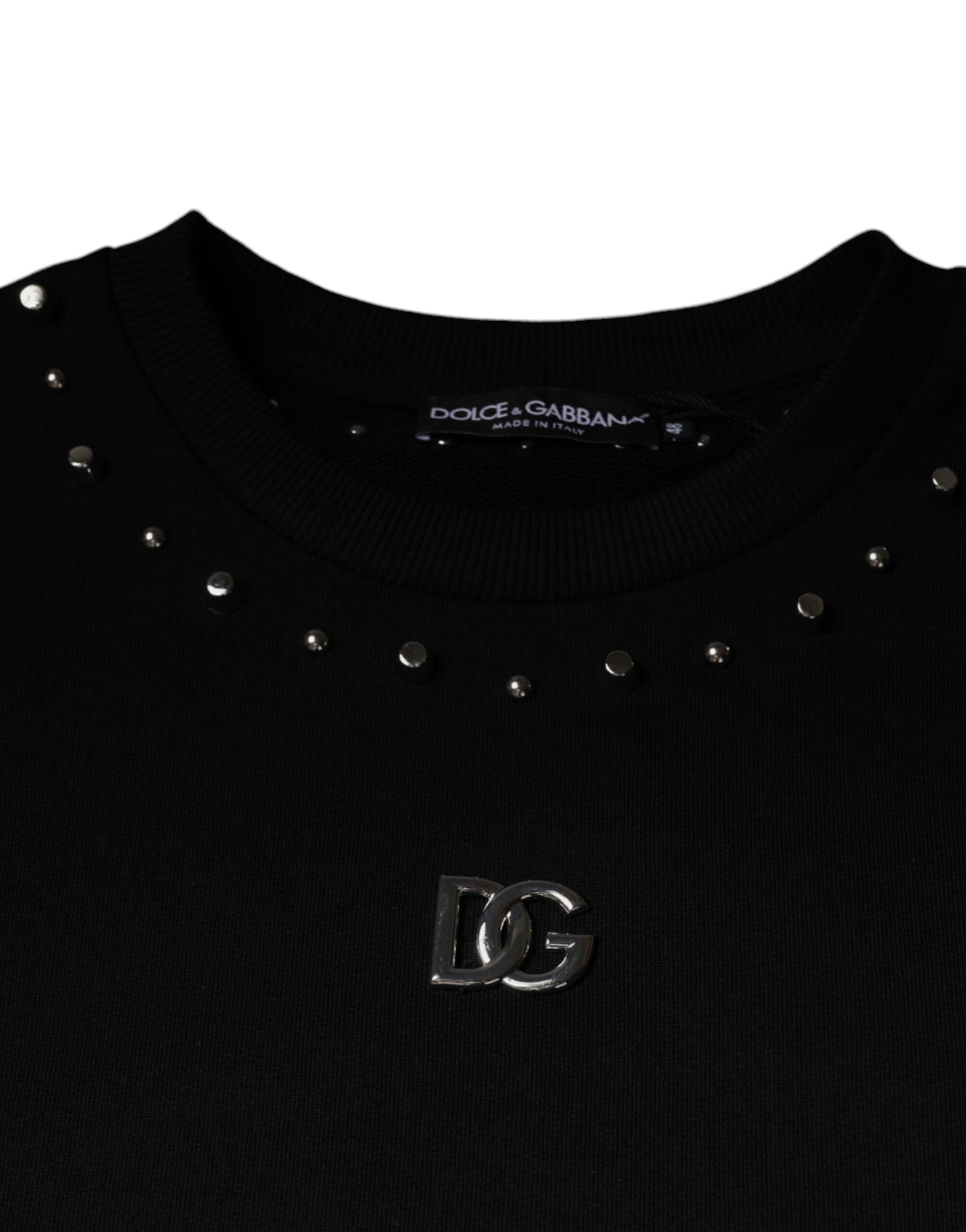 Dolce & Gabbana Black Logo Stud Pullover Sweatshirt Men's Sweater