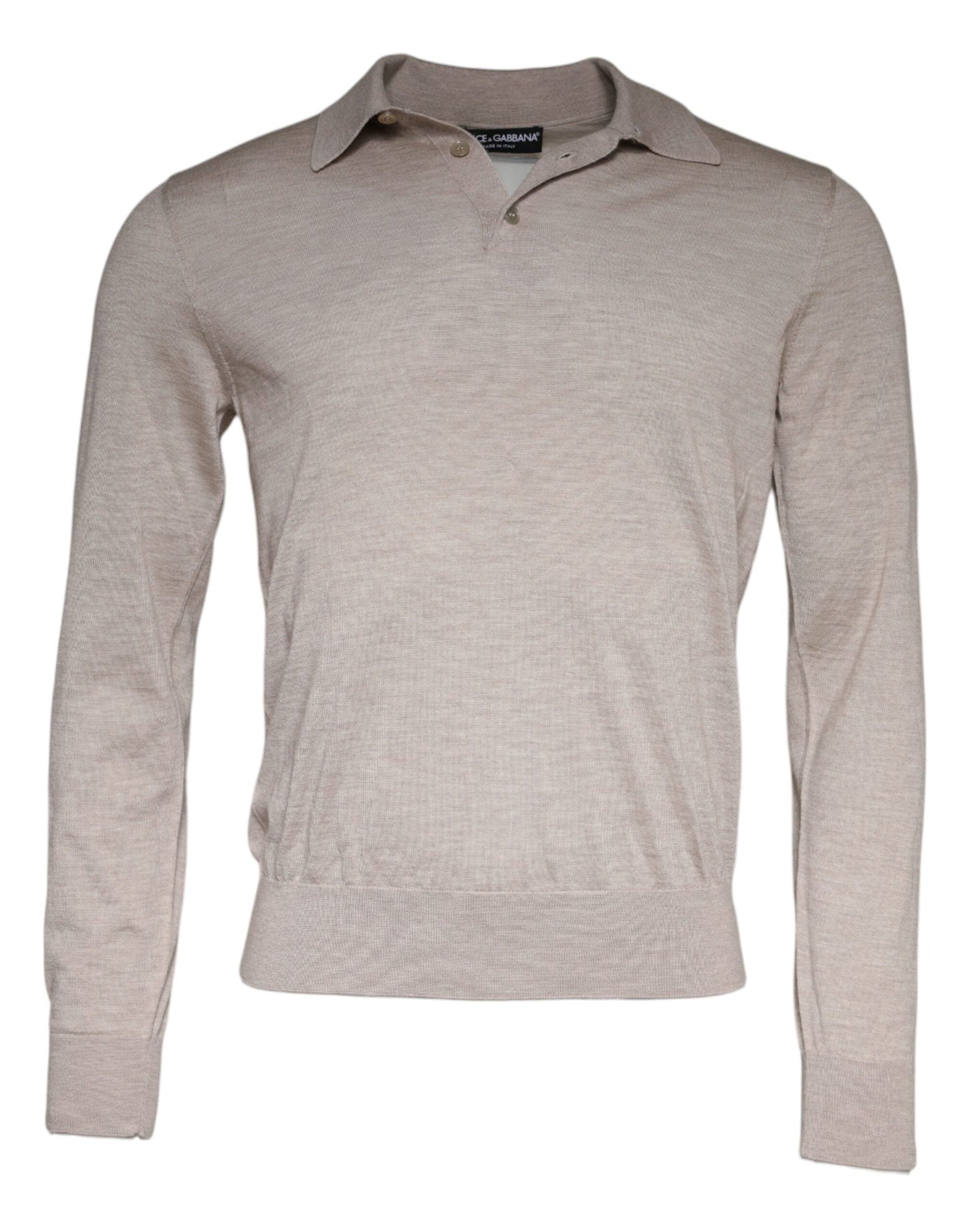 Dolce & Gabbana Beige Cashmere Knit Collared Pullover Men's Sweater (Pre-Owned)