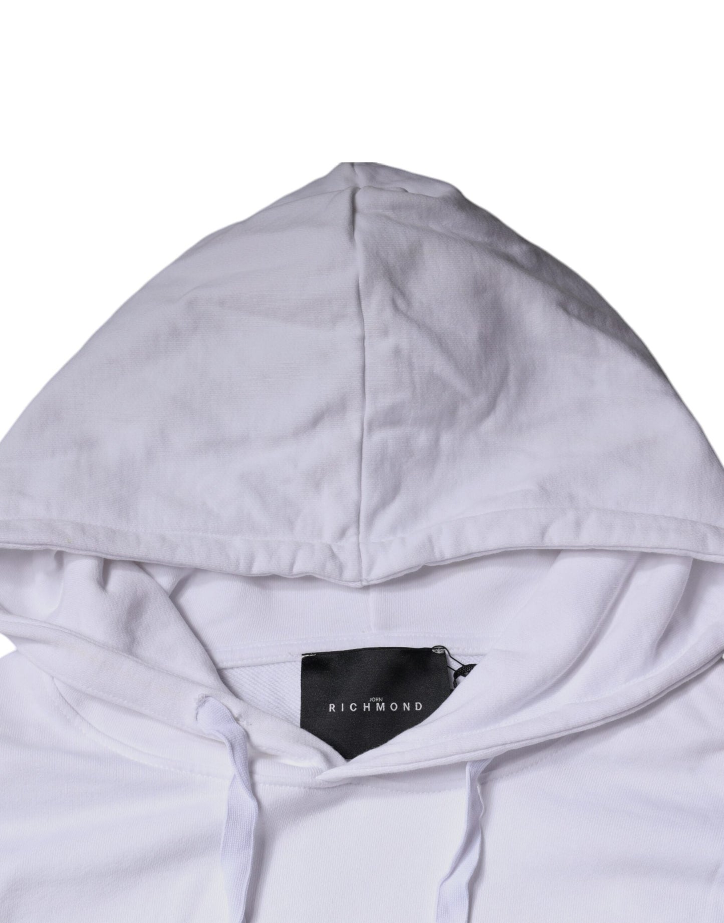 John Richmond White Logo Cotton Hooded Sweatshirt Men's Sweater (Pre-Owned)