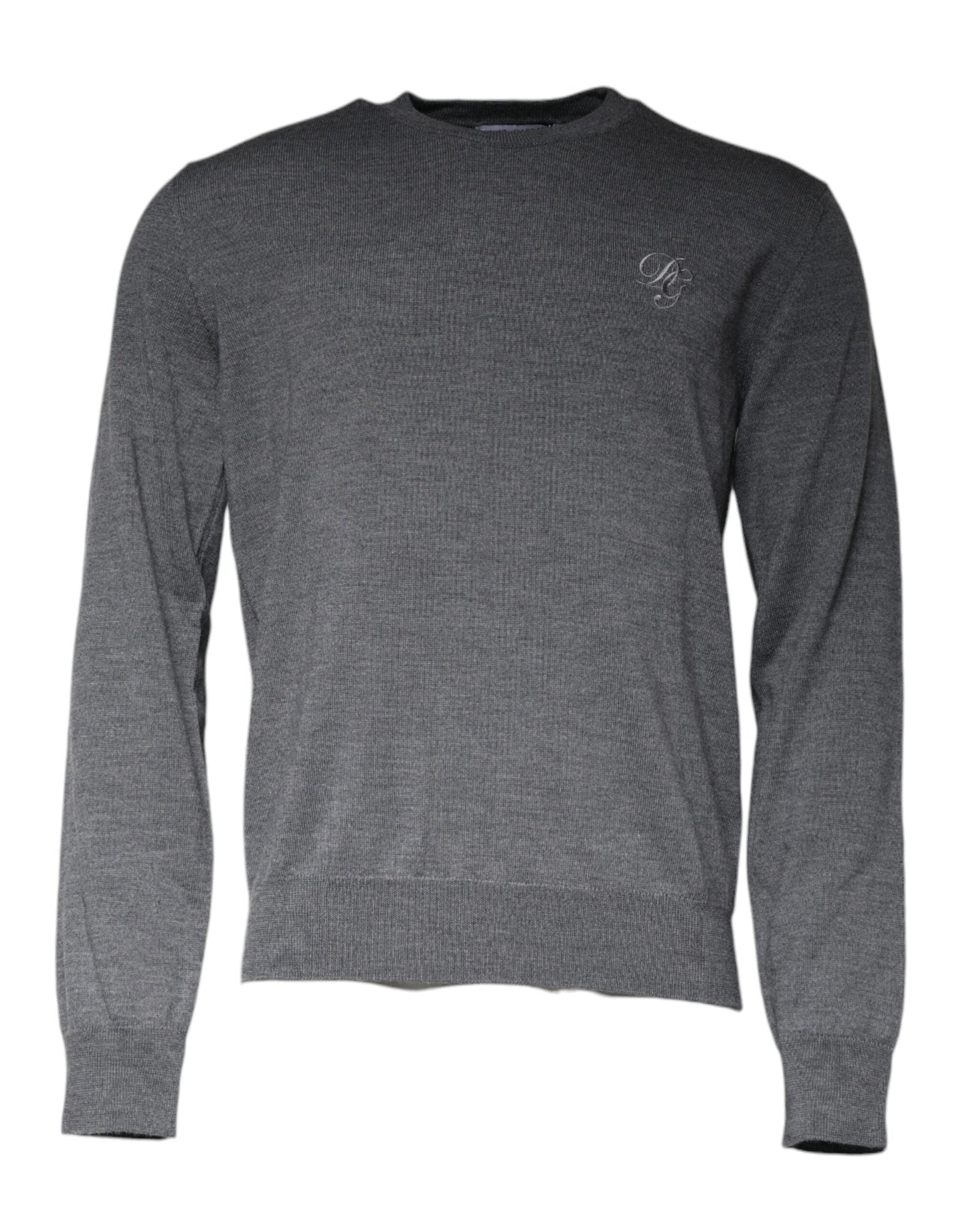 Dolce & Gabbana Dark Gray Wool Crew Neck Pullover Men's Sweater