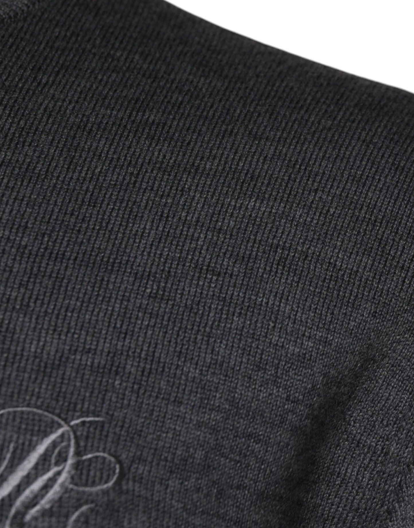 Dolce & Gabbana Dark Gray Wool Crew Neck Pullover Men's Sweater