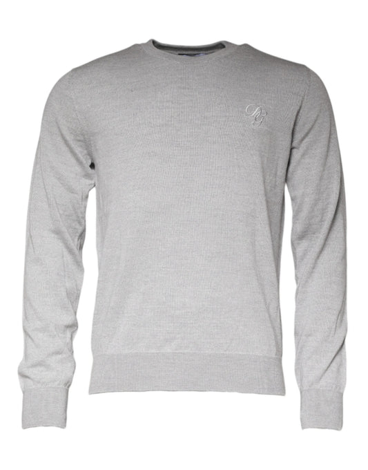 Dolce & Gabbana Light Gray Wool Crew Neck Pullover Men's Sweater (Pre-Owned)