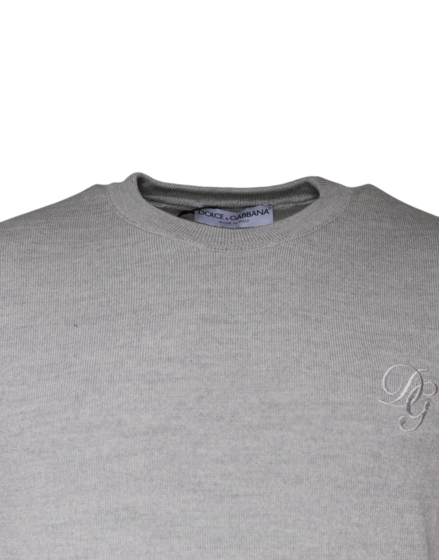 Dolce & Gabbana Light Gray Wool Crew Neck Pullover Men's Sweater (Pre-Owned)
