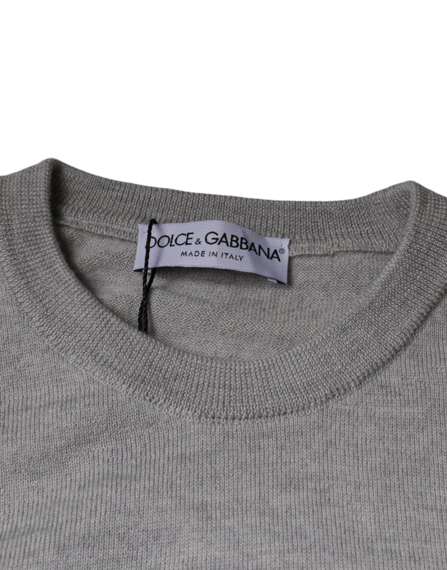 Dolce & Gabbana Light Gray Wool Crew Neck Pullover Men's Sweater (Pre-Owned)