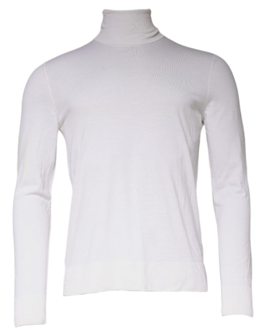 Dolce & Gabbana White Long Sleeve Turtleneck Men Pullover Men's Sweater (Pre-Owned)