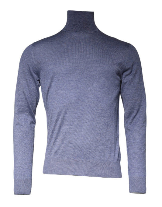 Dolce & Gabbana Purple Blue Long Sleeve Turtleneck Pullover Men's Sweater (Pre-Owned)