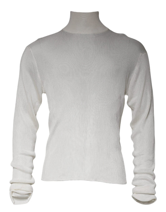 Dolce & Gabbana White Long Sleeve Turtleneck Men Pullover Men's Sweater (Pre-Owned)