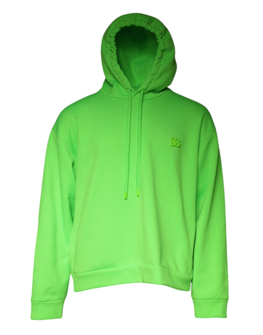 Dolce & Gabbana Green Logo Hooded Pullover Men Sweatshirt Men's Sweater