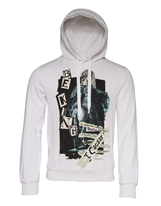 Dolce & Gabbana White Caesar Cotton Hooded Pullover Men's Sweater (Pre-Owned)