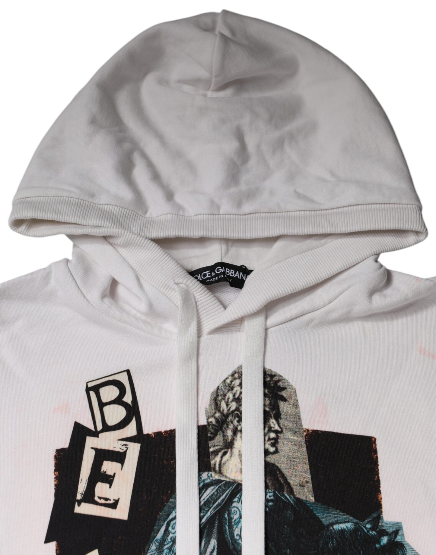 Dolce & Gabbana White Caesar Cotton Hooded Pullover Men's Sweater (Pre-Owned)
