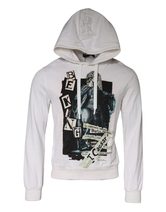 Dolce & Gabbana White Caesar Cotton Hooded Pullover Men's Sweater (Pre-Owned)
