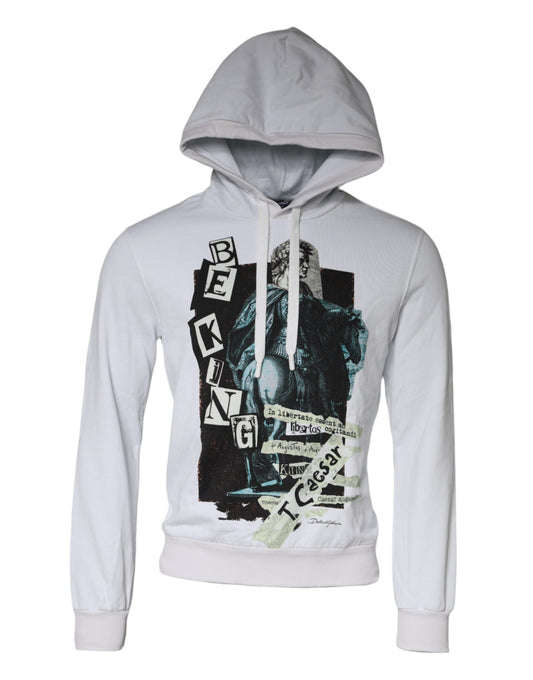 Dolce & Gabbana White Caesar Cotton Hooded Pullover Men's Sweater (Pre-Owned)