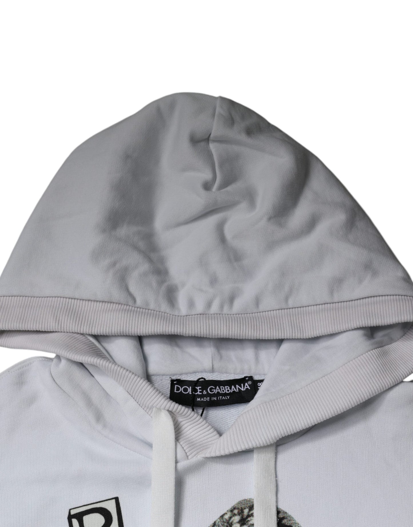 Dolce & Gabbana White Caesar Cotton Hooded Pullover Men's Sweater (Pre-Owned)