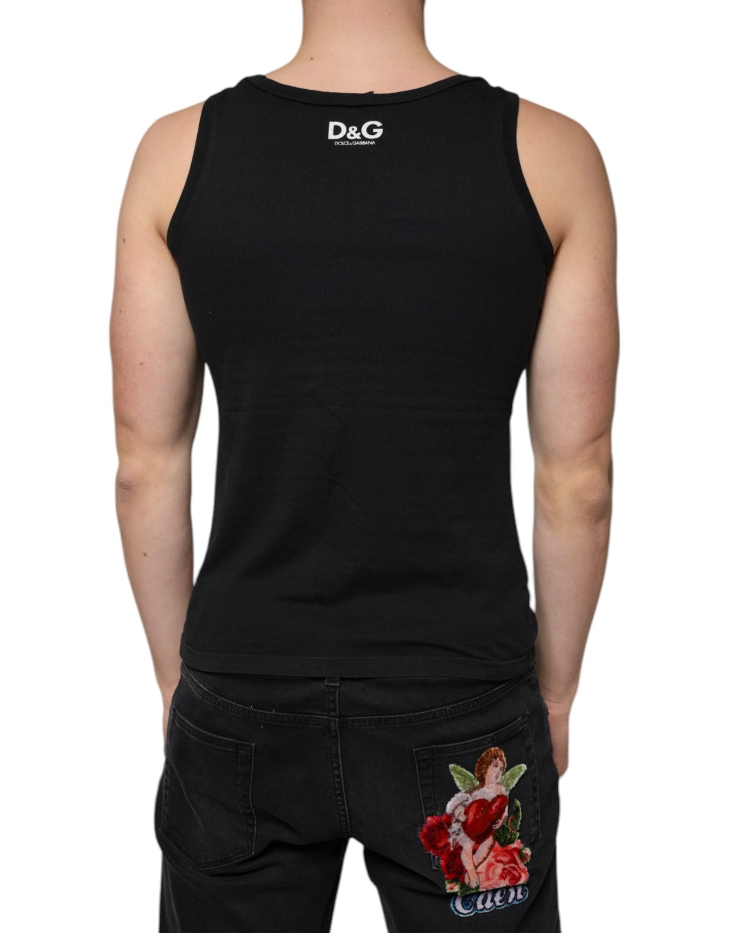 Dolce & Gabbana Black Cotton Tank Sleeveless Men Men's T-shirt (Pre-Owned)