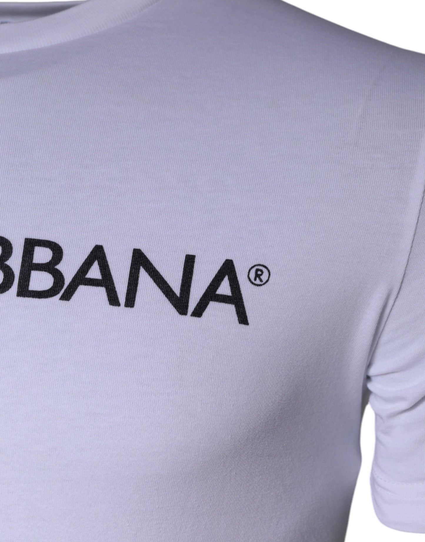 Dolce & Gabbana White Logo Print Cotton Crew Neck Men's T-shirt