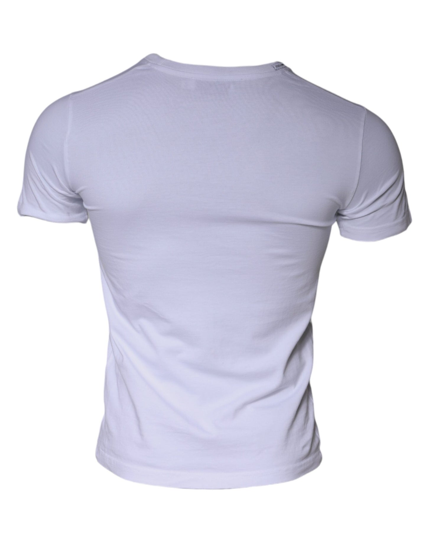 Dolce & Gabbana White Logo Print Cotton Crew Neck Men's T-shirt