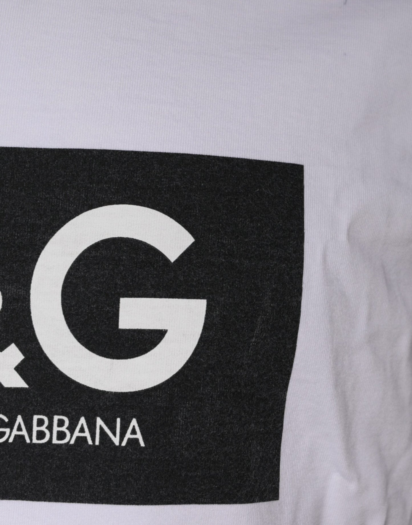 Dolce & Gabbana White Logo Print Cotton Crew Neck Men's T-shirt (Pre-Owned)