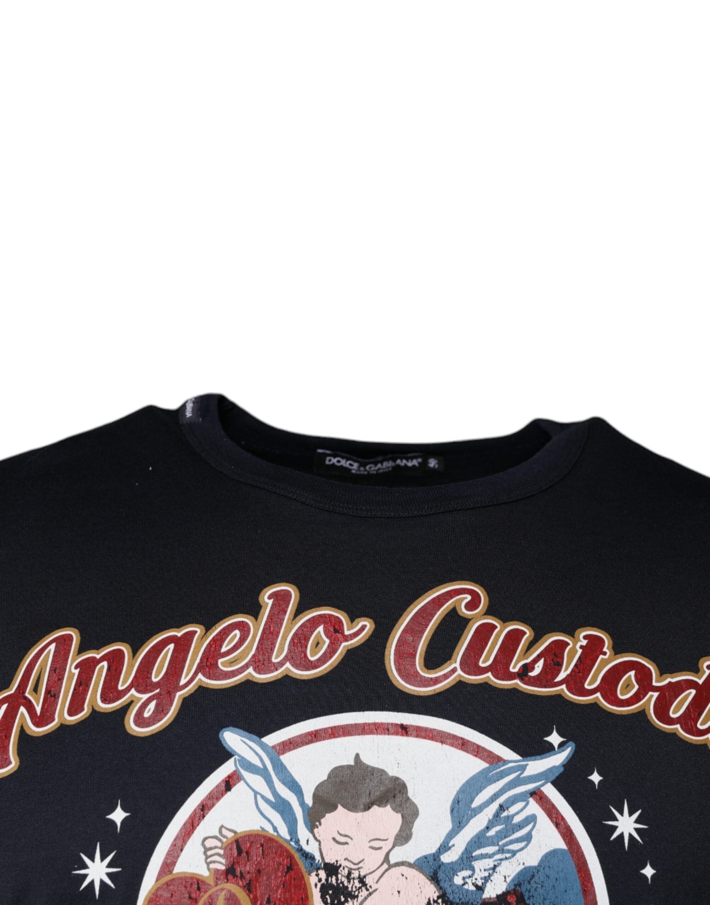 Dolce & Gabbana Black Graphic Print Cotton Crew Neck Men's T-shirt (Pre-Owned)