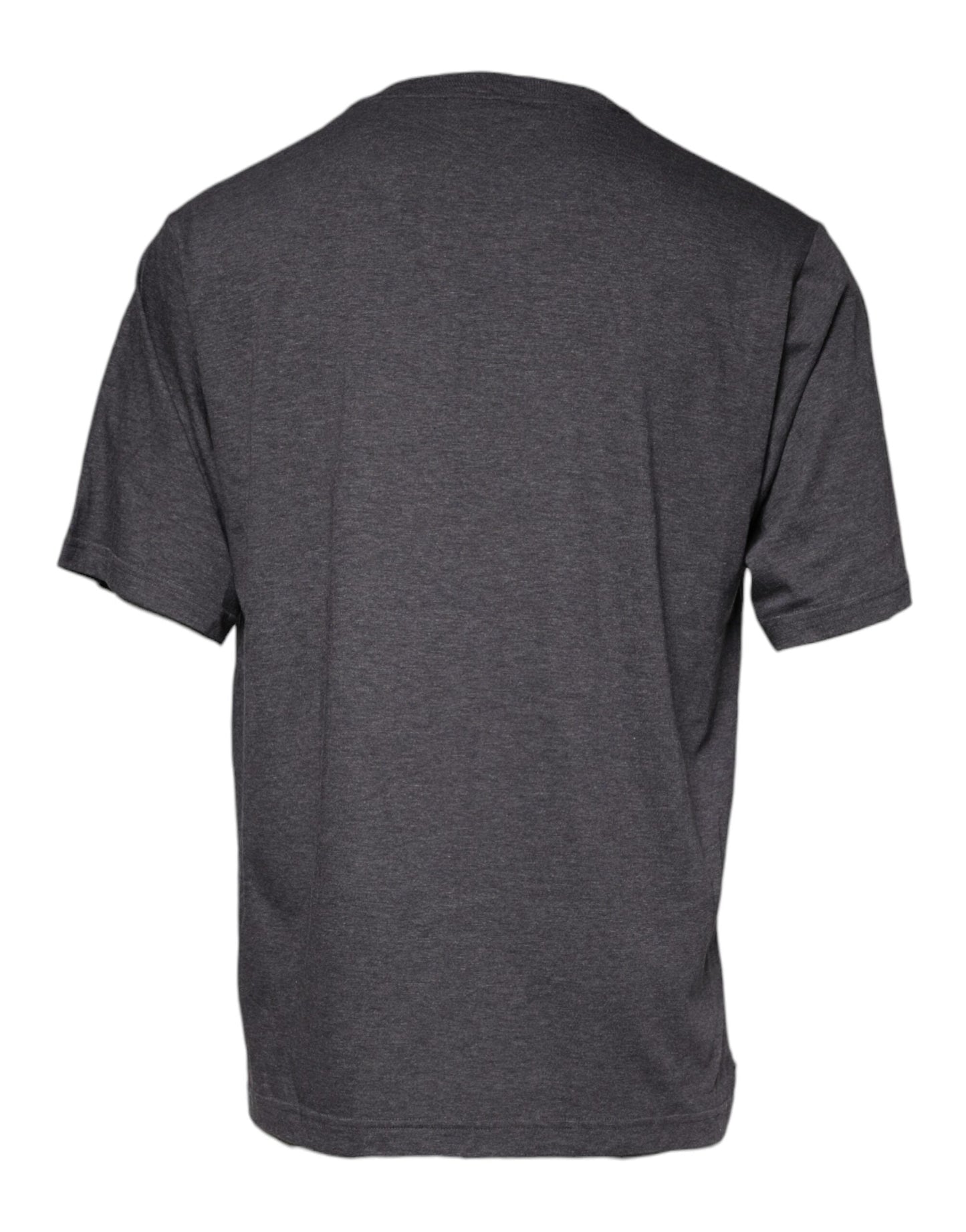 Dolce & Gabbana Gray Logo Patch Cotton Crew Neck Men's T-shirt