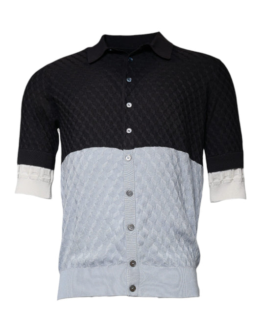 Dolce & Gabbana Multicolor Silk Button Down Collared Men's T-shirt (Pre-Owned)