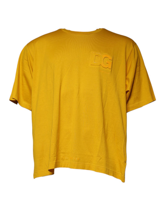 Dolce & Gabbana Mustard Embossed Logo Crew Neck Men's T-shirt (Pre-Owned)