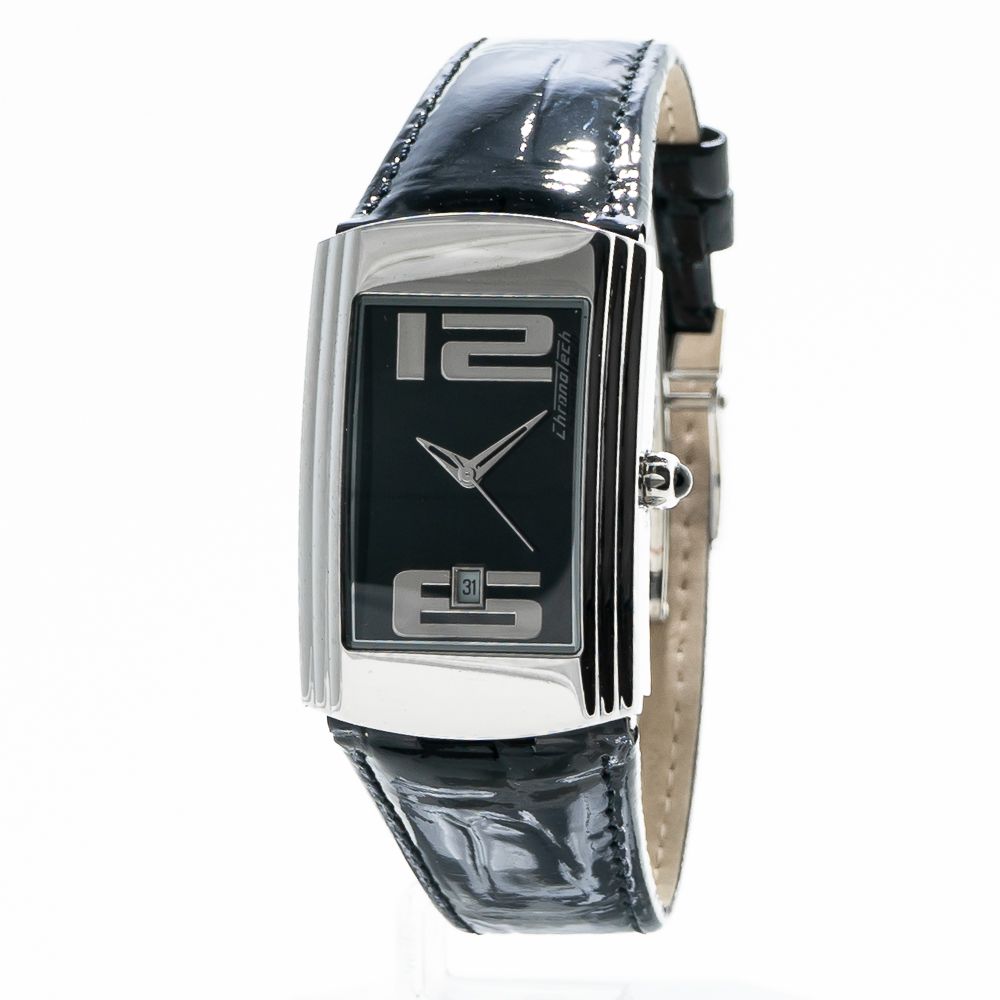 Chronotech Black Leather Dress Women's Watch