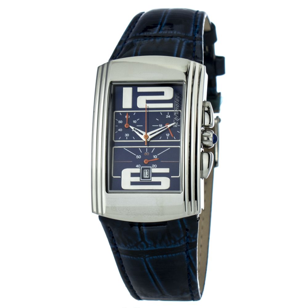 Chronotech Blue Leather Dress  Watch