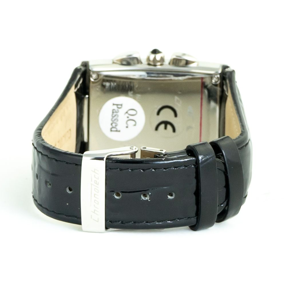 Chronotech Black Leather Dress  Watch