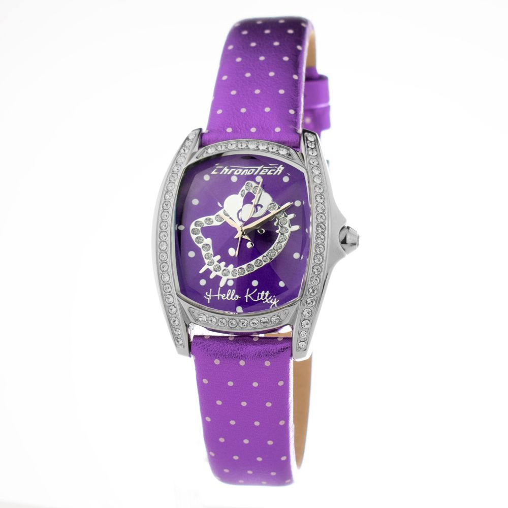 Chronotech Purple Leather Dress Women's Watch