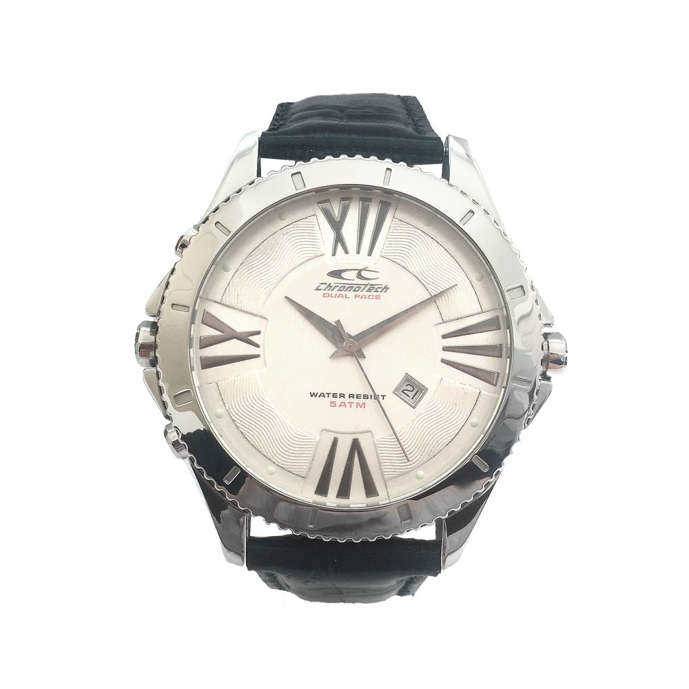Chronotech Black Leather Dress Men's Watch