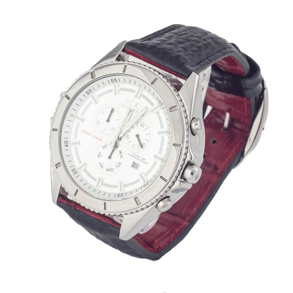 Chronotech Black Leather Dress Men's Watch