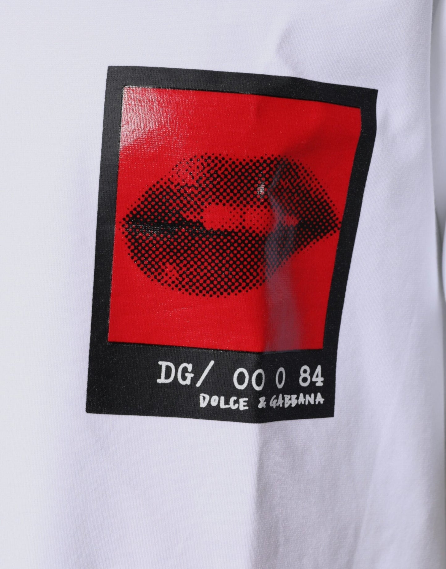 Dolce & Gabbana White Red Lips Print Cotton Men's T-shirt (Pre-Owned)