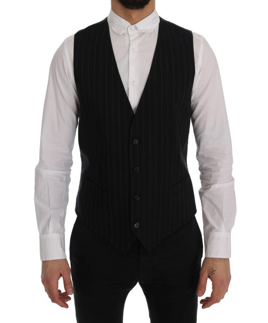Dolce & Gabbana Black STAFF Cotton Striped Men's Vest