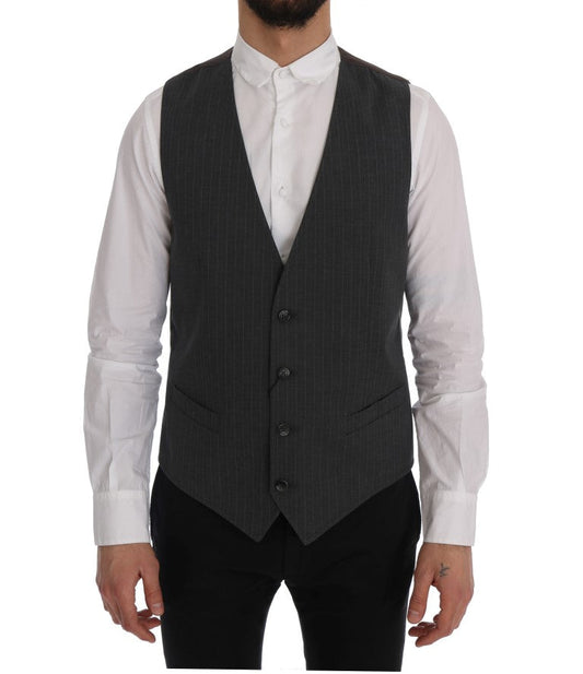 Dolce & Gabbana Gray STAFF Cotton Striped Men's Vest