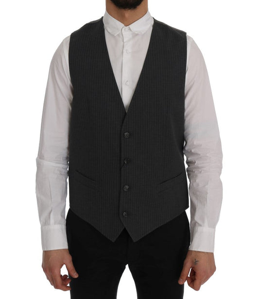 Dolce & Gabbana Gray STAFF Cotton Striped Men's Vest