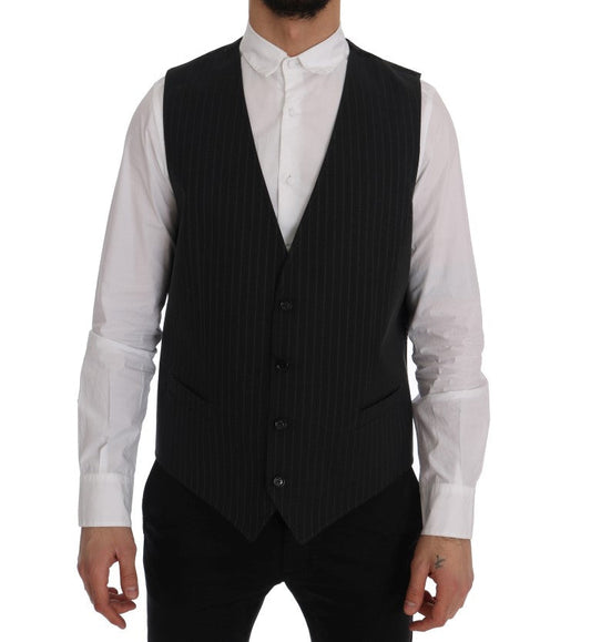 Dolce & Gabbana Gray STAFF Cotton Striped Men's Vest