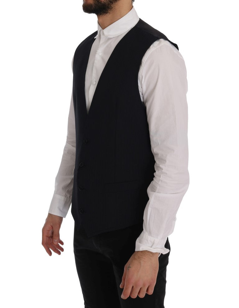 Dolce & Gabbana Black STAFF Wool Striped Men's Vest