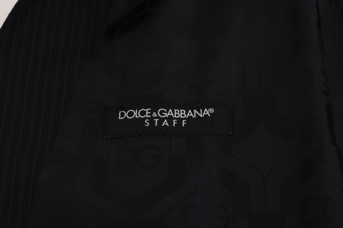 Dolce & Gabbana Black STAFF Wool Striped Men's Vest