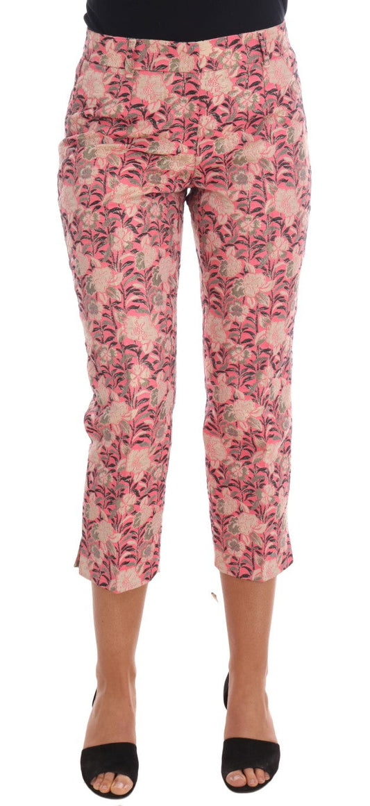 Dolce & Gabbana Pink Floral Brocade Capri Women's Pants