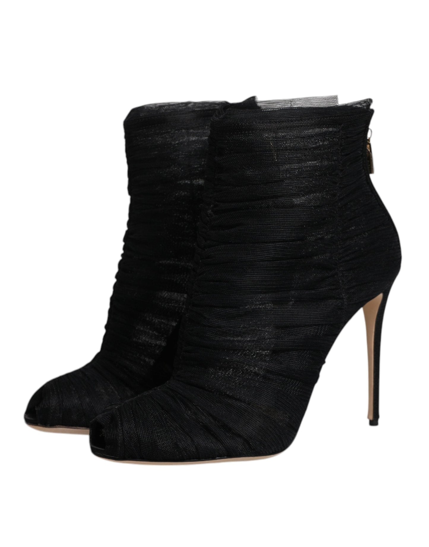 Dolce & Gabbana Black Mesh Stiletto Heels Ankle Boots Women's Shoes (Pre-Owned)