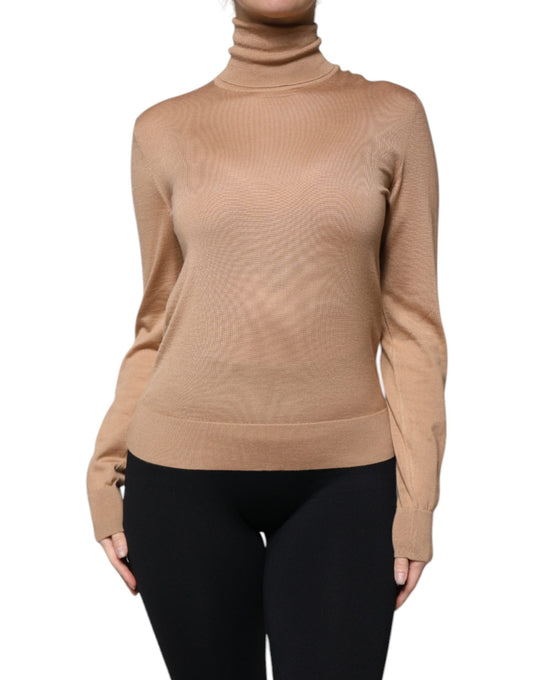 Dolce & Gabbana Brown Turtleneck Long Sleeve Pullover Women's Sweater (Pre-Owned)
