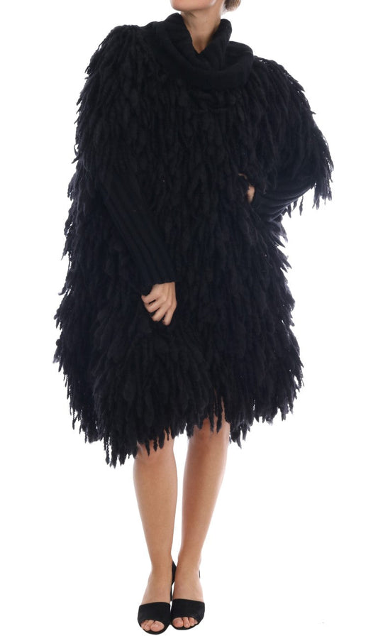 Dolce & Gabbana Black Fringes Wool Pullover Women's Sweater