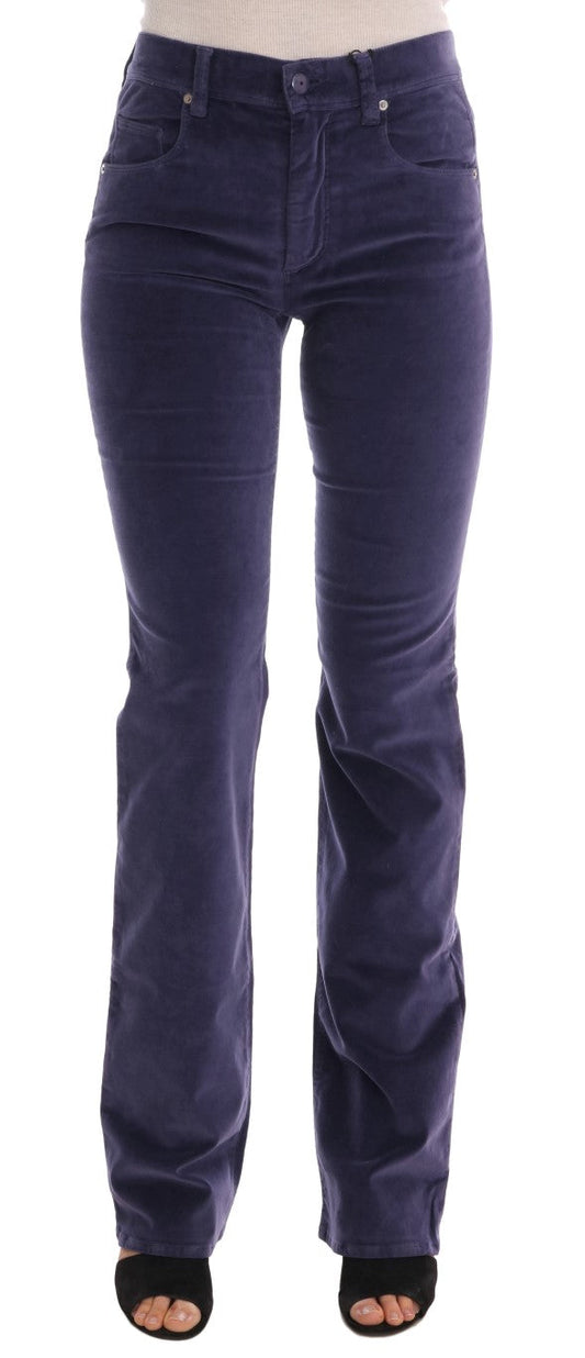 Ermanno Scervino Purple Corduroy Stretch Bootcut Women's Pants