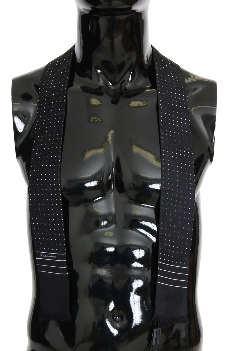 Dolce & Gabbana Dark Blue Polka Dotted Silk Men's Scarf