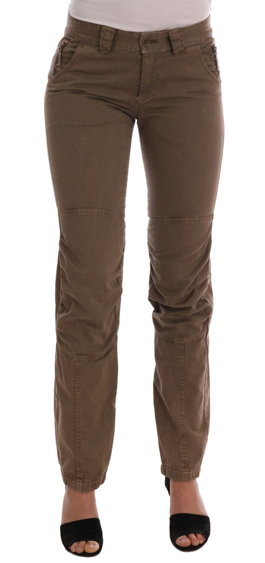 Ermanno Scervino Brown Cotton Casual Slim Fit Women's Pants