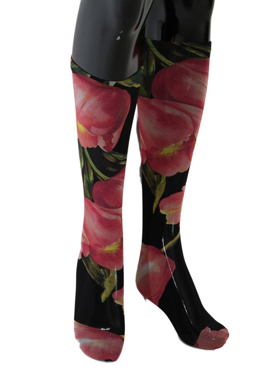 Dolce & Gabbana Multicolor Floral Tulip Nylon Women's Socks