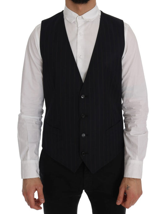Dolce & Gabbana Blue Wool Stretch Men's Vest