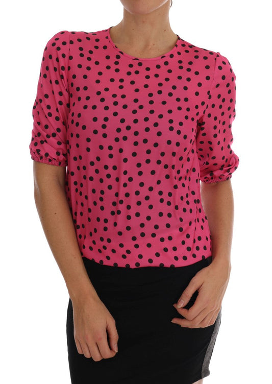 Dolce & Gabbana Pink Polka Dotted Silk Women's Blouse