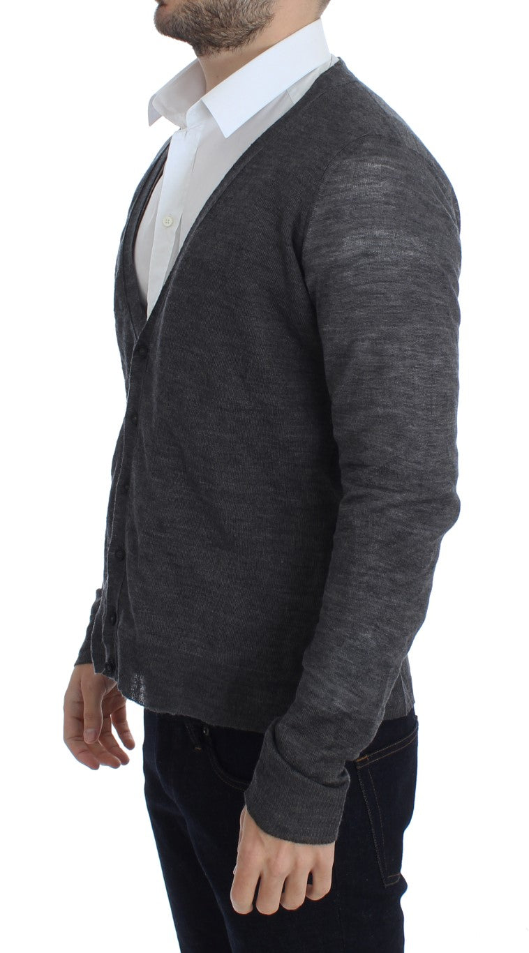 Costume National Gray Wool Button Cardigan Men's Sweater
