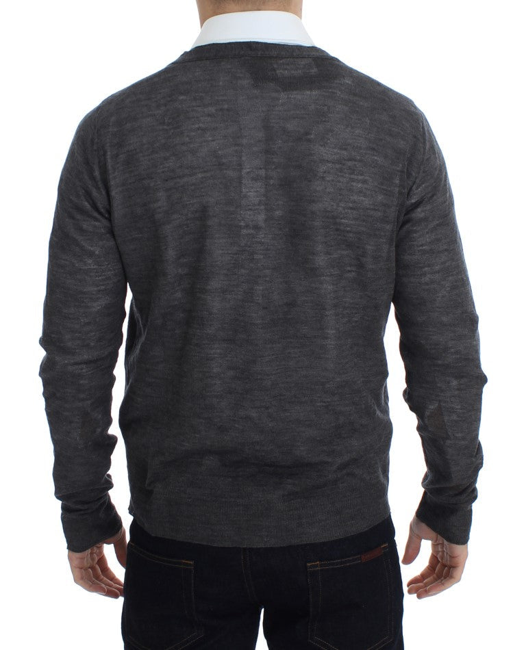 Costume National Gray Wool Button Cardigan Men's Sweater